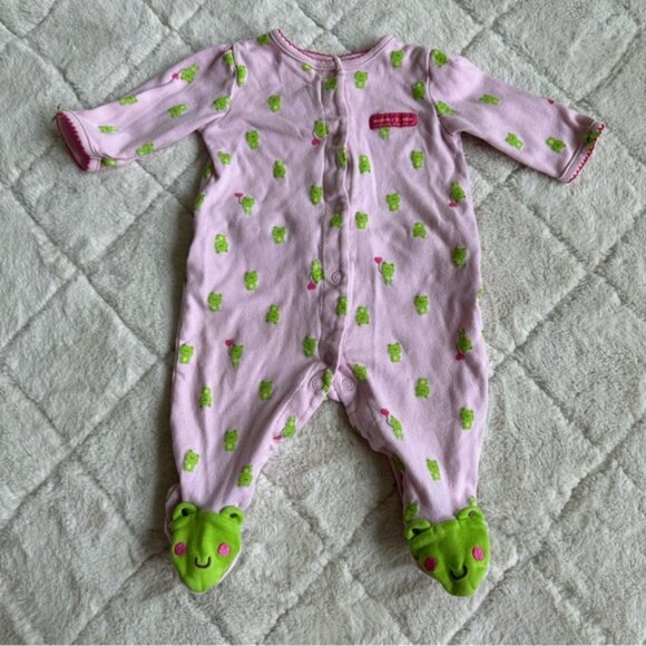 Carter's Just One You | Pink Ruffle Baby Froggie Sleep N' Play | Size 3 Months - Picture 2 of 8